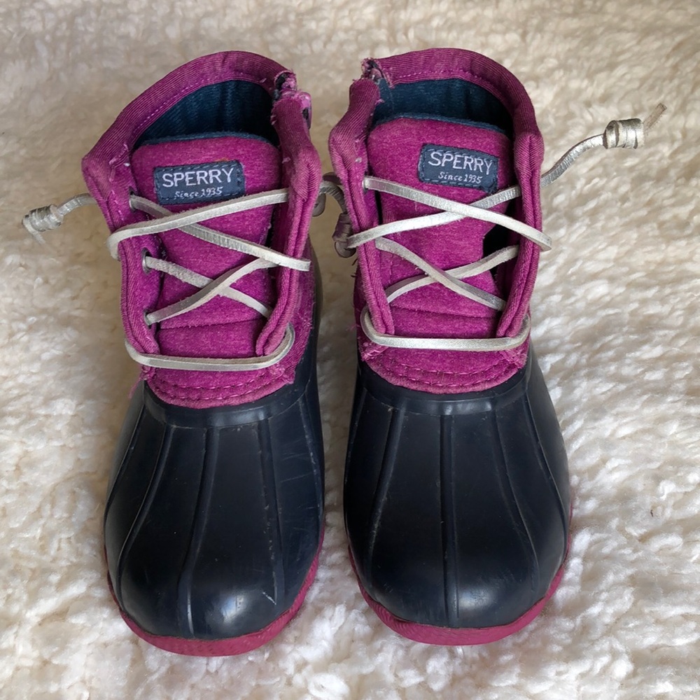 Girls Sperry saltwater duck boots